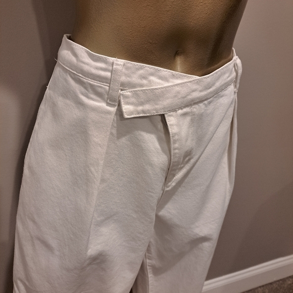 Grey Lab White Wrapped Waist Pleated Ankle Length Denim Jeans - Picture 4 of 6